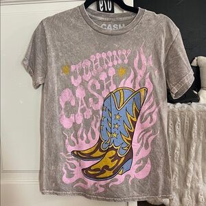 79. Grey acid washed Johnny Cash Tee NWOT